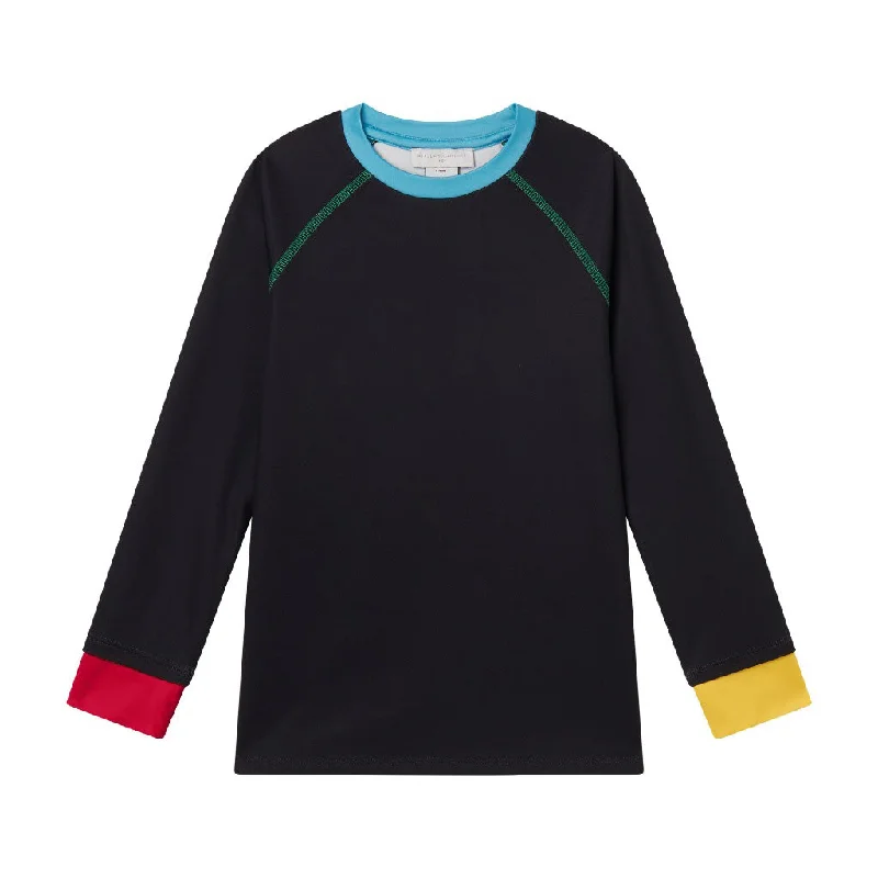 Snow Black Long-Sleeve T-shirt with Coloured Ribs