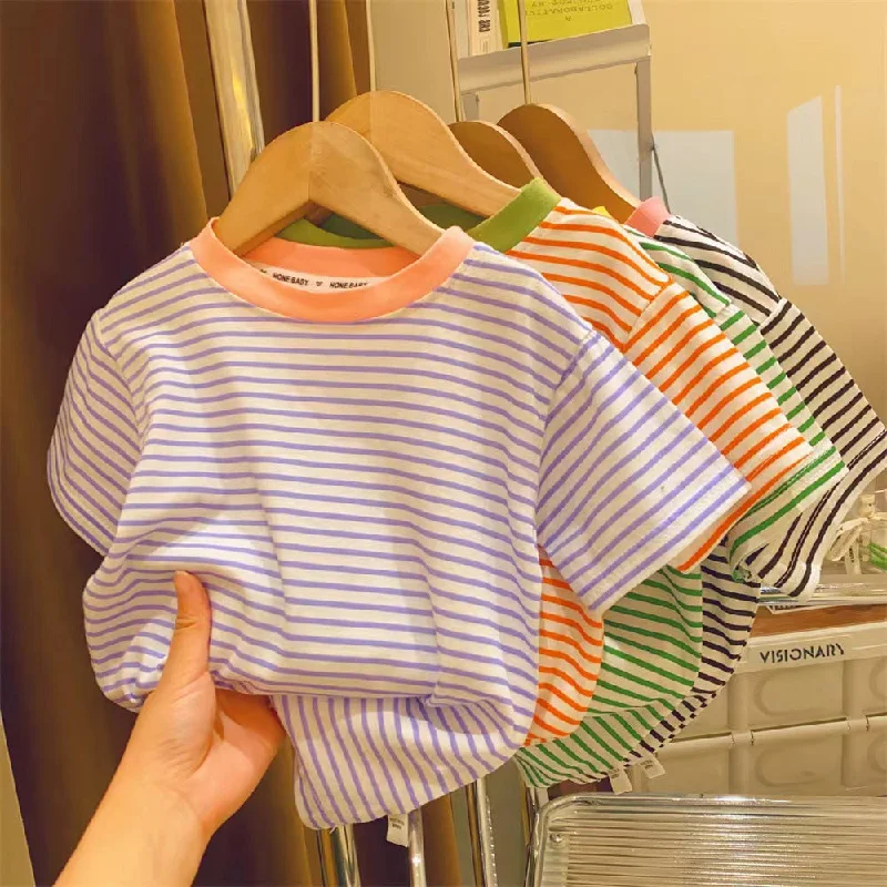 Baby Kid Girls Striped T-Shirts Wholesale 230413437