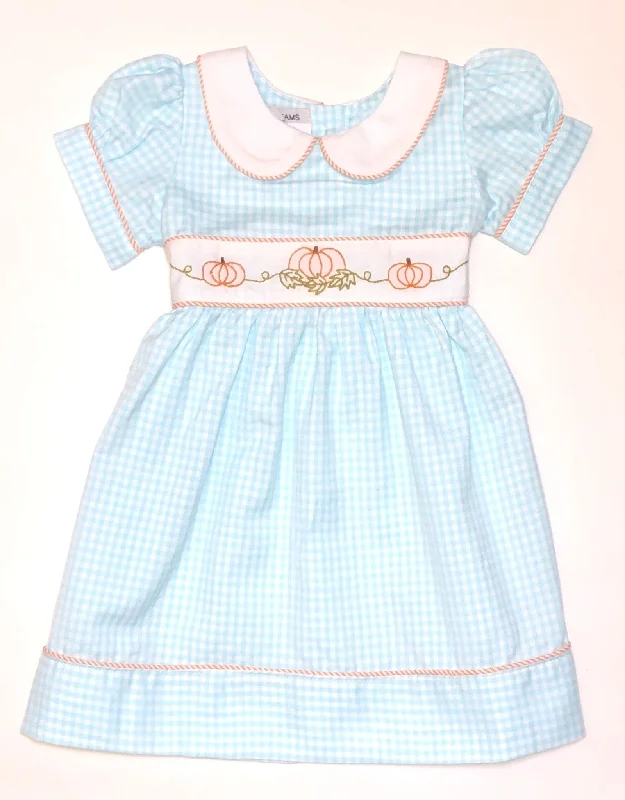 Aqua Gingham Pumpkin Dress