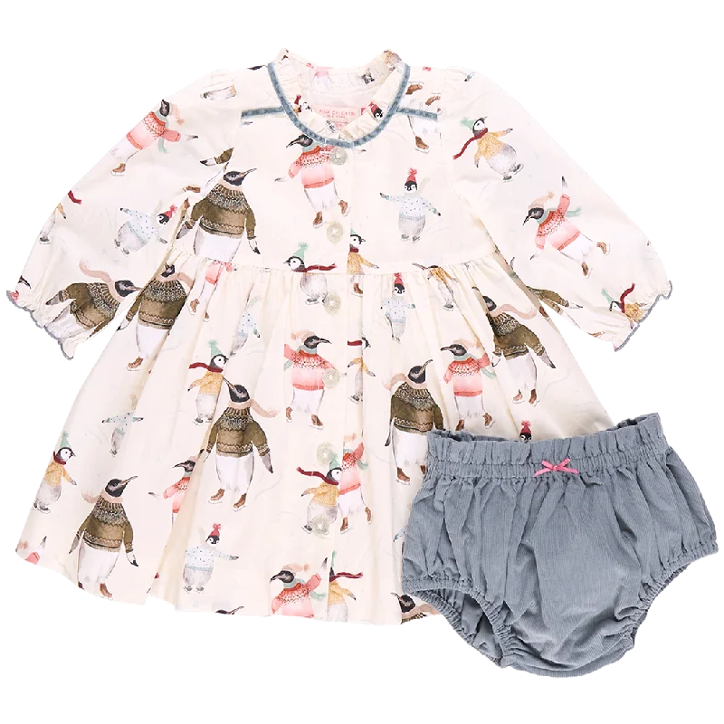 Baby Girls Charlie Dress Set - Penguins on Ice