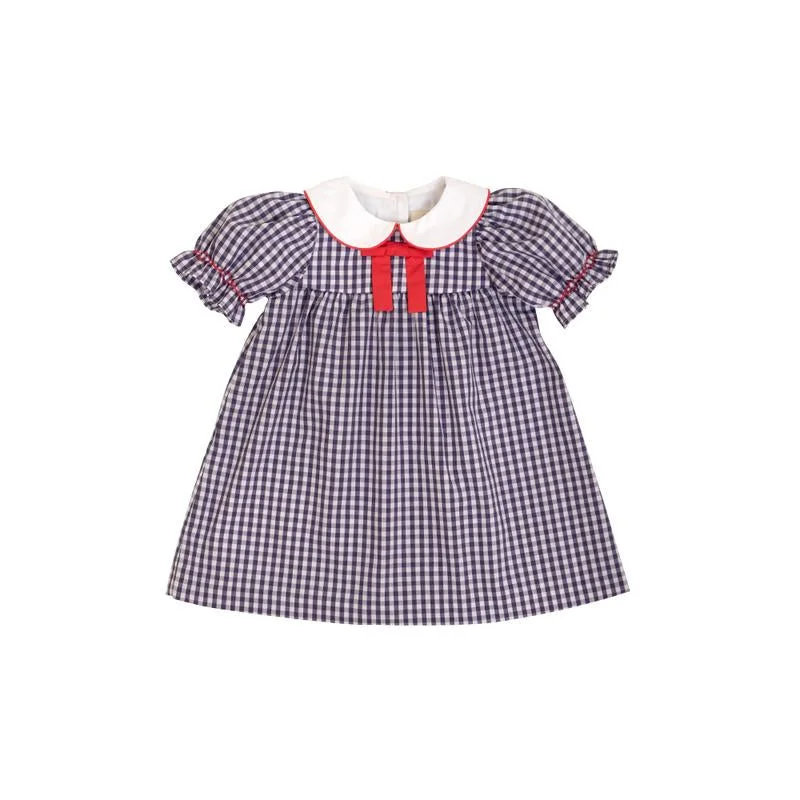 Banks Bow Dress - Navy Gingham