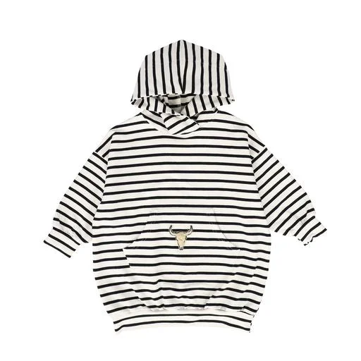 BOOSO BLACK WHITE STRIPED HOODED DRESS [Final Sale]