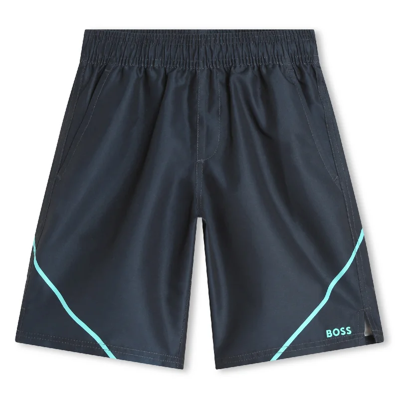 Boss - Shorts, navy with green trim