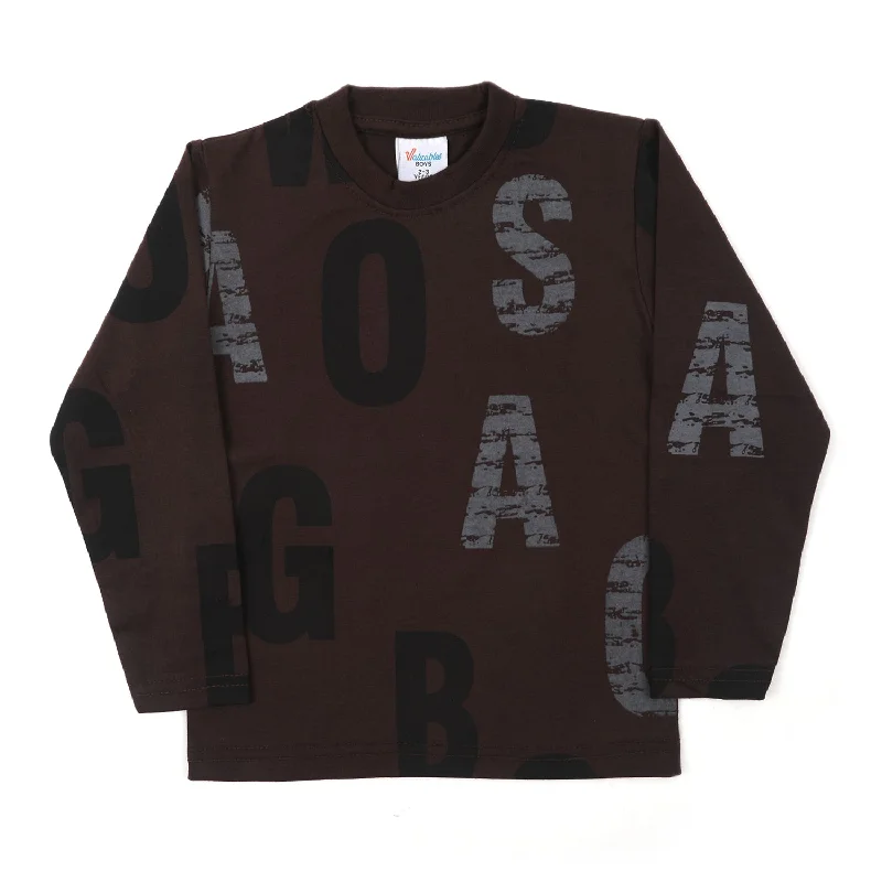 Boys Full Sleeves T-Shirt - Dark Brown