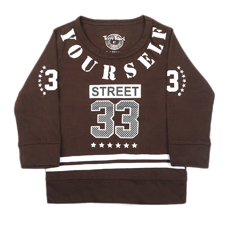 Boys Full Sleeves T-Shirt - Dark Brown