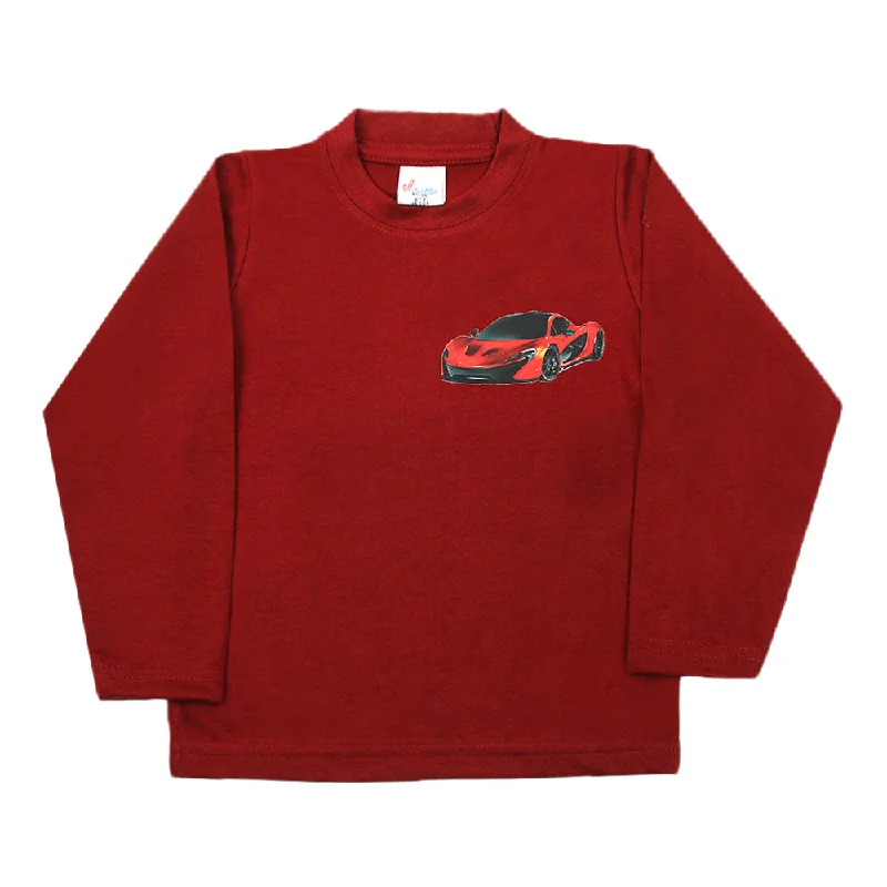 Boys Full Sleeves T-Shirt - Maroon