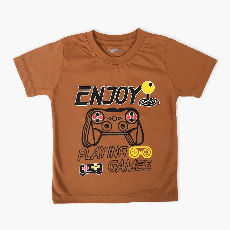 Boys Half Sleeves T-Shirt - Brown