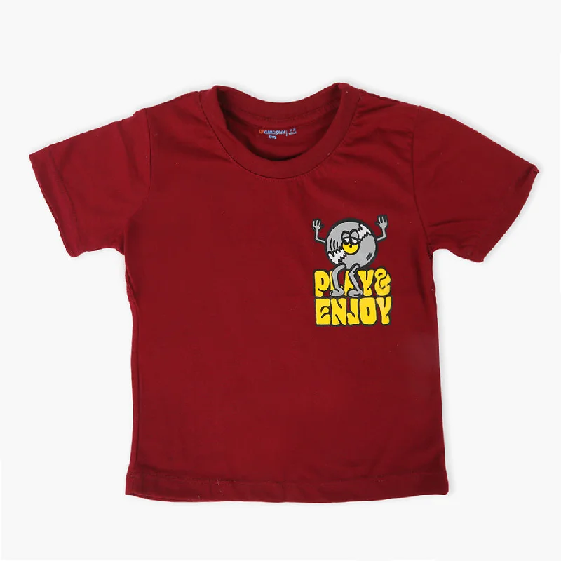 Boys Half Sleeves T-Shirt - Maroon
