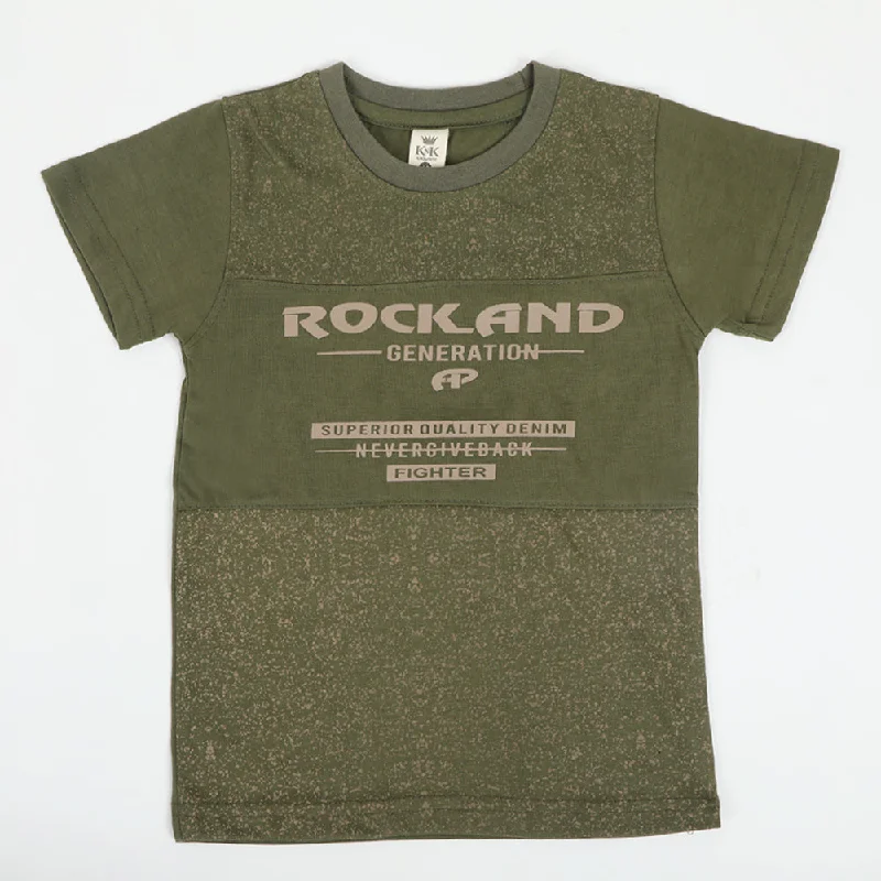 Boys Half Sleeves T-Shirt - Olive Green