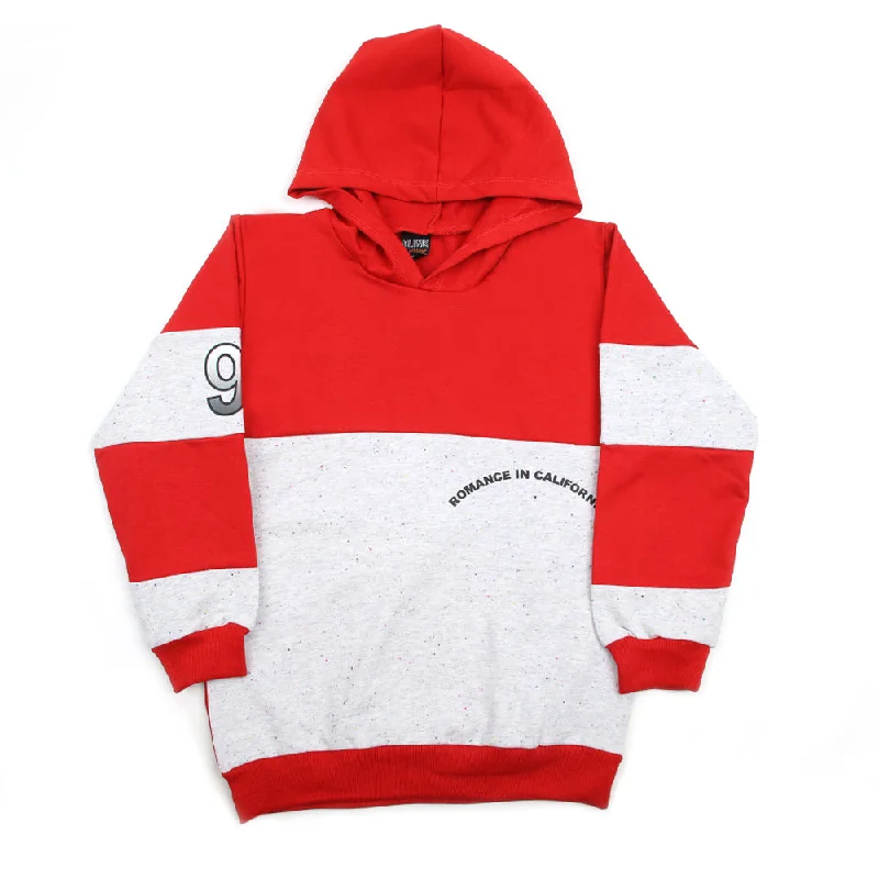 Boys Full Sleeves Hooded T-Shirt - Red