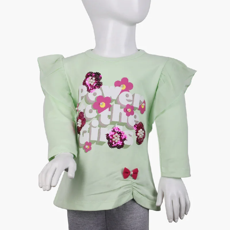Girls Full Sleeves T-Shirt -  Cyan