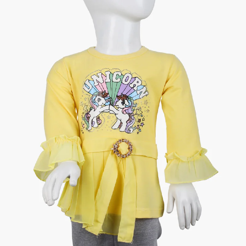 Girls Full Sleeves T-Shirt -  Yellow