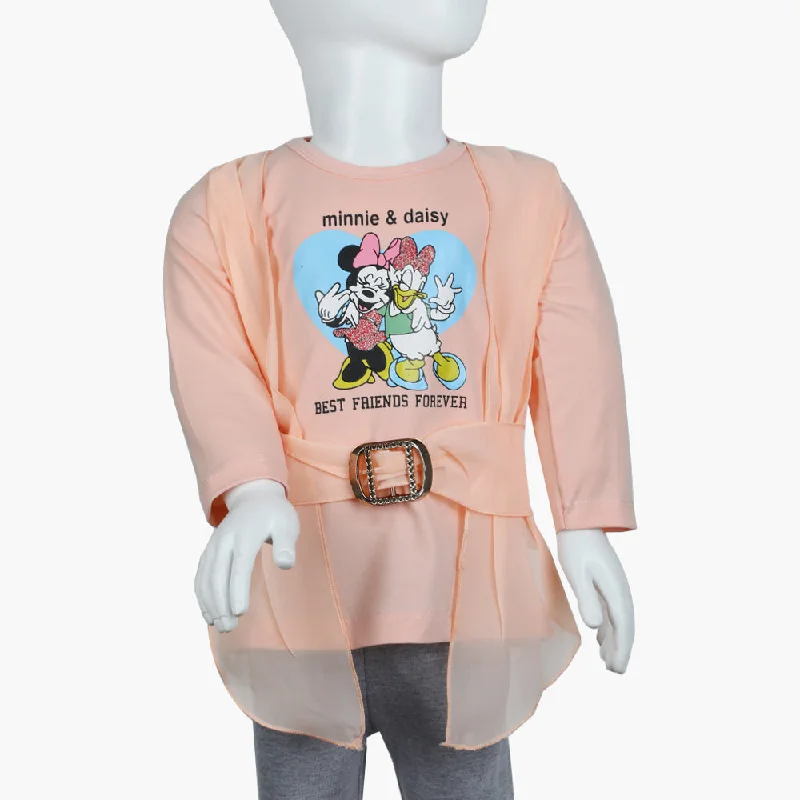 Girls Full Sleeves T-Shirt -  Peach