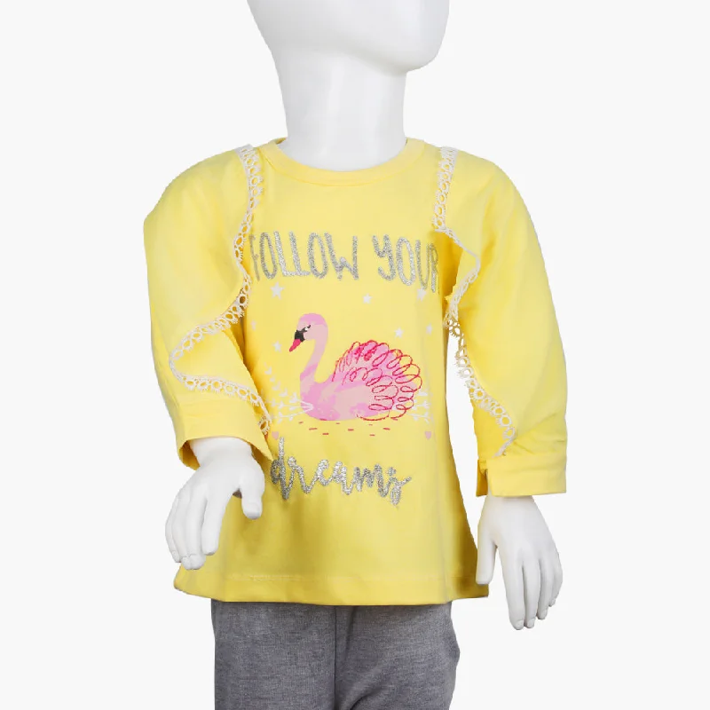 Girls Full Sleeves T-Shirt -  Yellow
