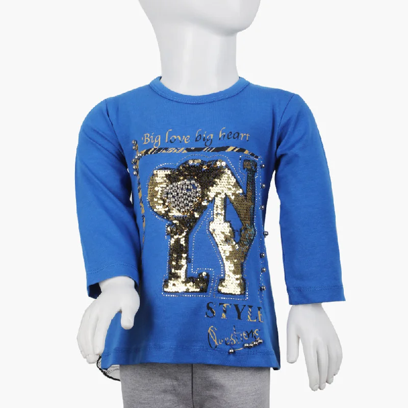 Girls Full Sleeves T-Shirt -  Royal Blue