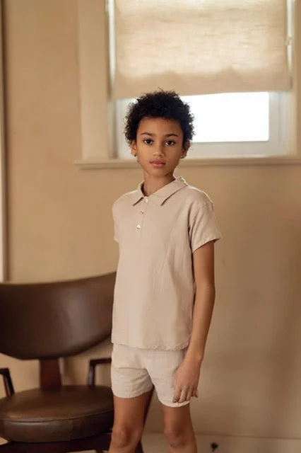 Coco Blanc Linen 2Pc Shirt & Shorts Outfit