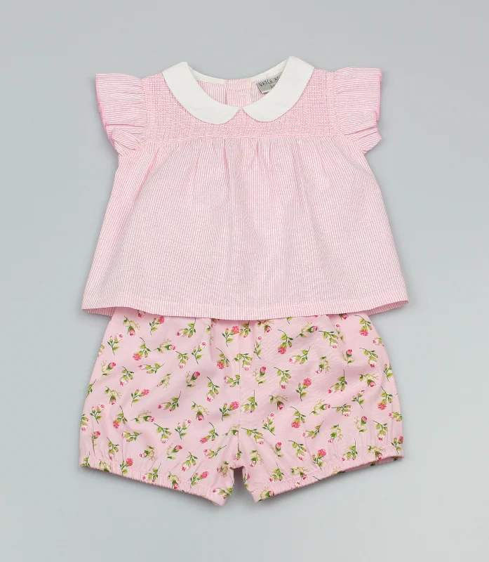2pc Tunic & Bloomer Stripes & Floral Set  (0-9 Months)-SST/GF1099
