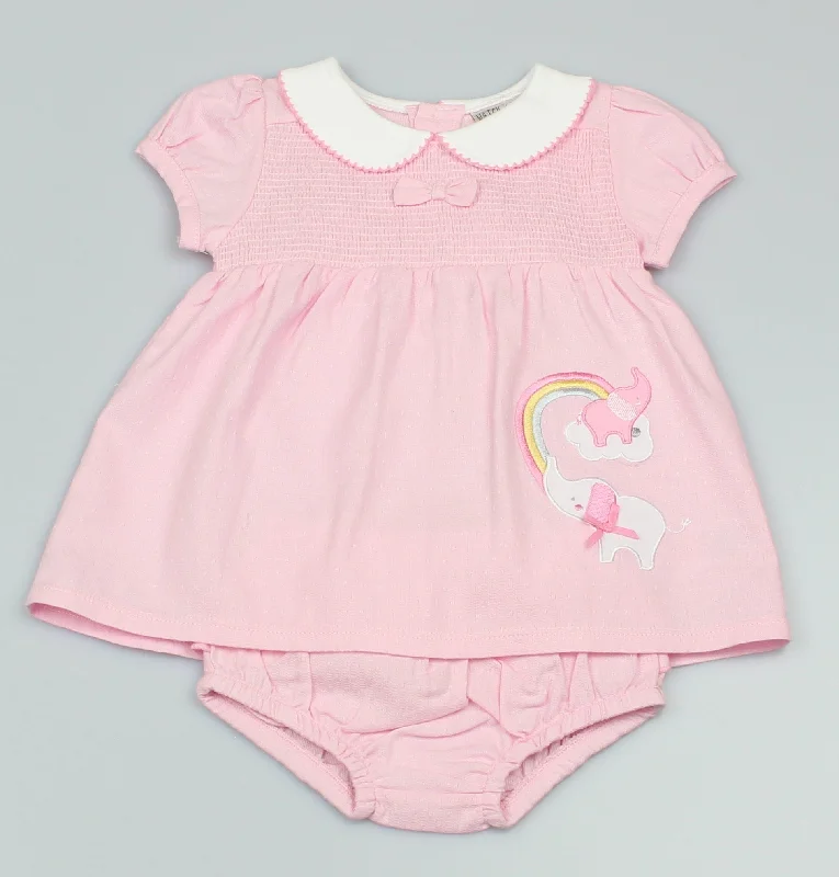 Girls Elephant Rainbow Dress & Pants (0-3-9 Months)-GF1070