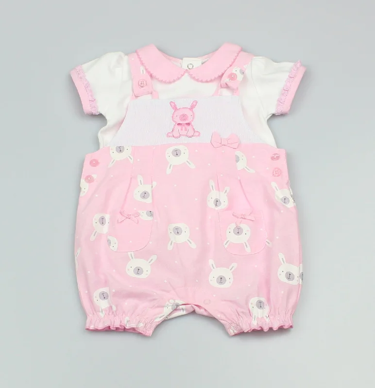 Girls Bunny Dungaree & Top Outfit (0-9 Months)-GF1080