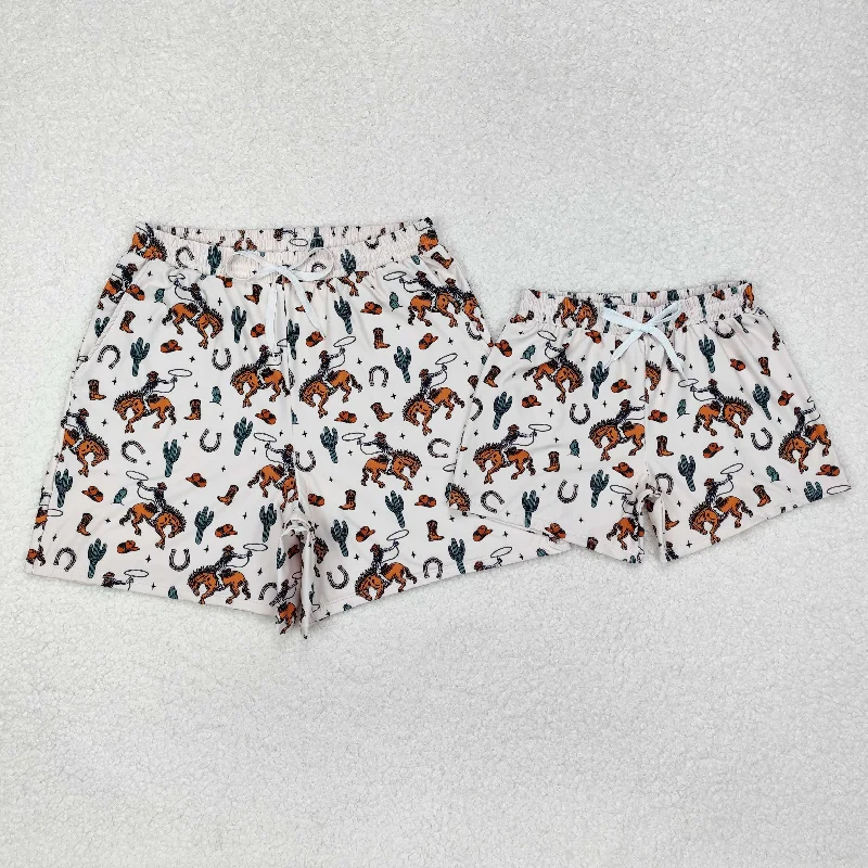 Daddy and Me Baby Boy Adult Rodeo Cactus Western Swim Trunks Shorts