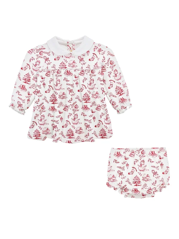 Dress Set with Collar - Christmas Toile