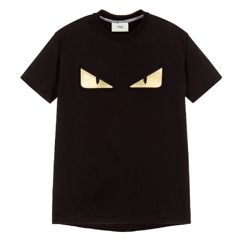 Boys Black T-shirt with Gold 'Monster Eyes'