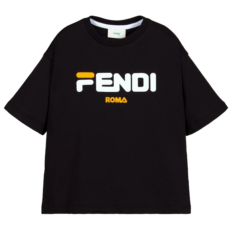 Unisex Fendi Mania x FILA Black Logo T-shirt