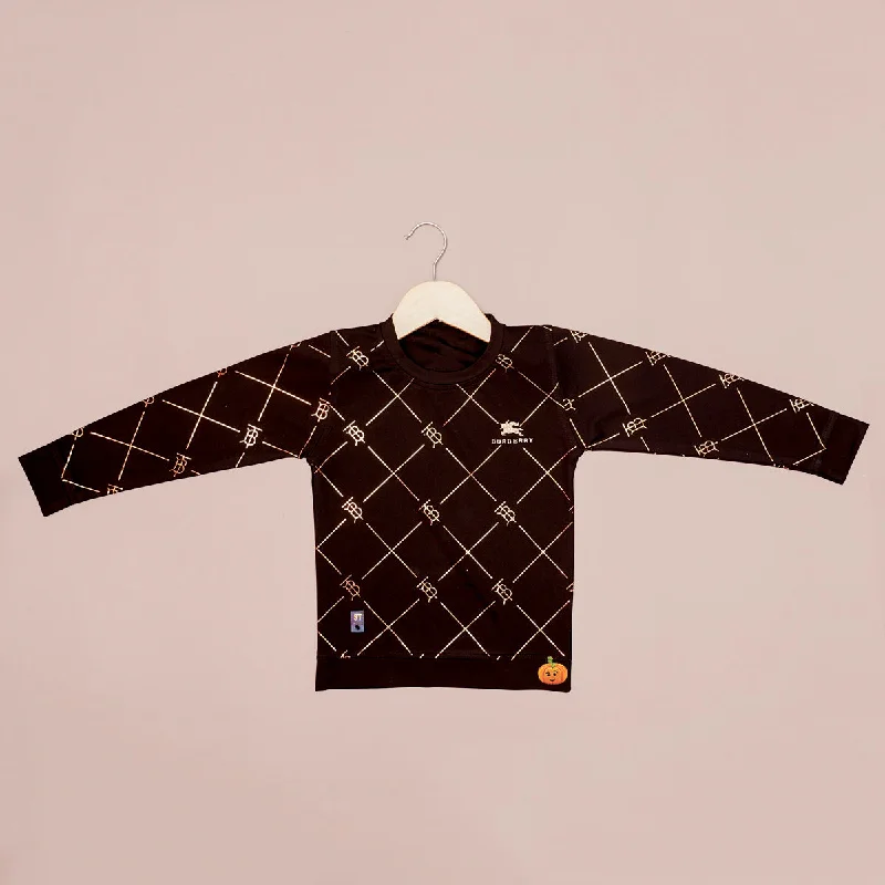 Black Full Sleeves Round Neck T-shirt for Boys