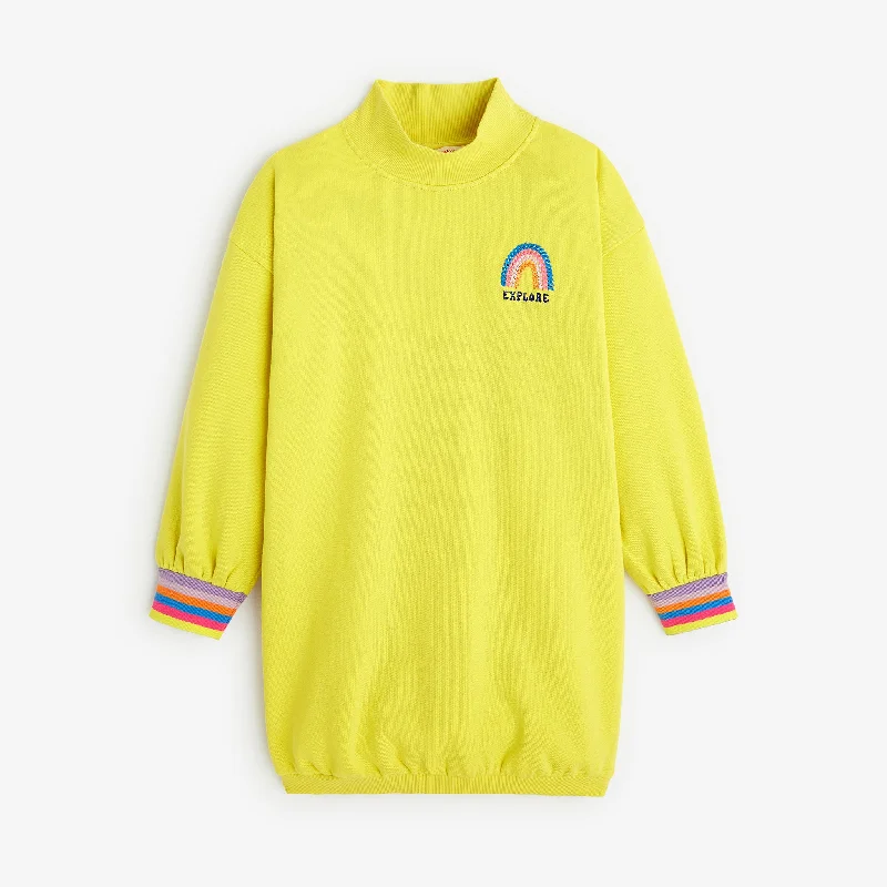 Girls' neon yellow long sleeve dress