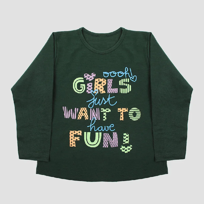Girls Full Sleeves T-Shirt - Green