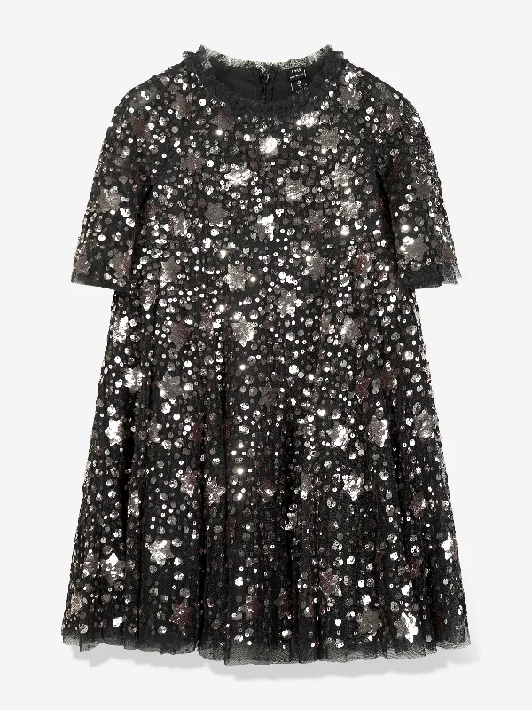 Girls Shooting Stars Dress in Black