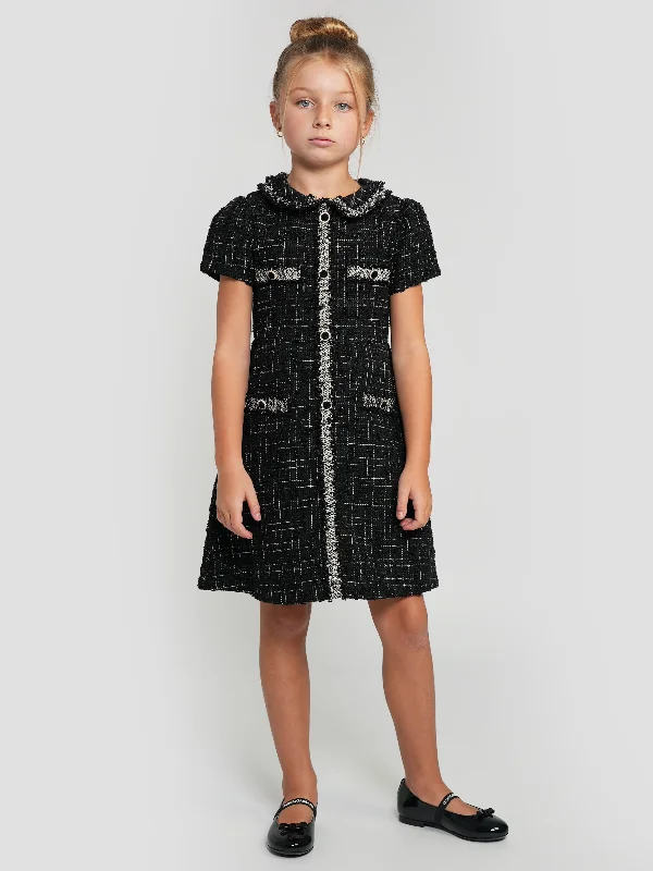 Patachou Girls Tweed Dress in Black