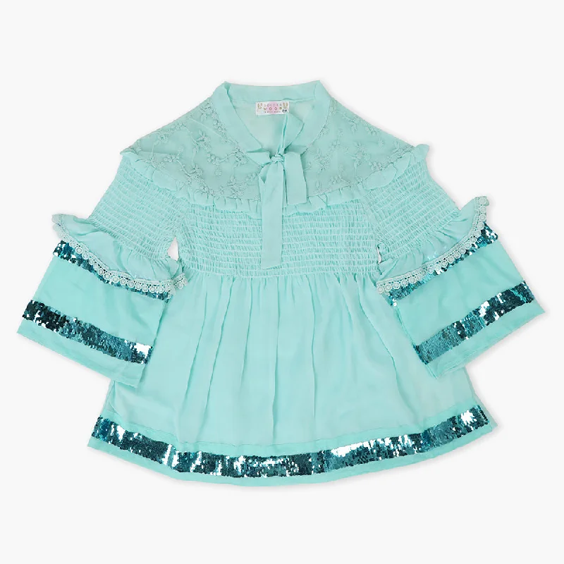 Girls Woven Top - Cyan