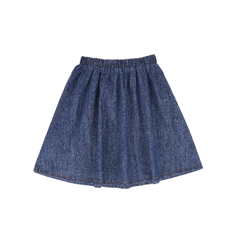 HELLO YELLOW BLUE DENIM WAISTED FLARE SKIRT [FINAL SALE]