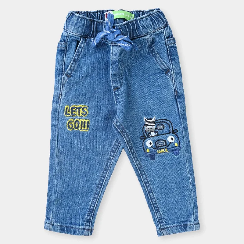 Infant Boys Denim Stretch Pant Lets Go-LT.Blue