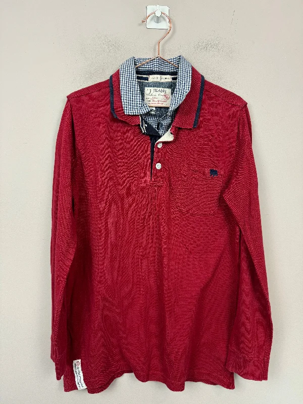 Jasper Conran burgundy mock shirt polo 11-12y