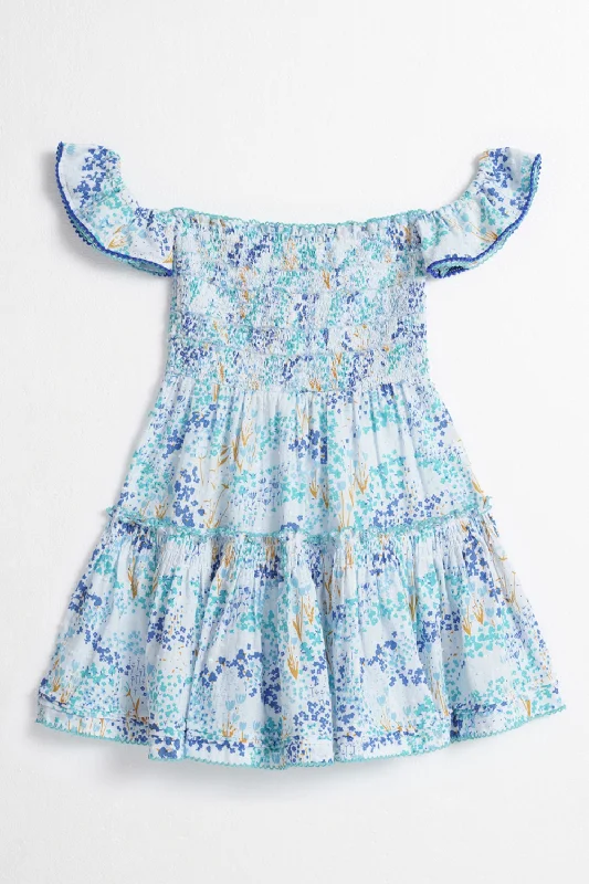 Kids Mini Dress Aurora - White Blue Tulipe