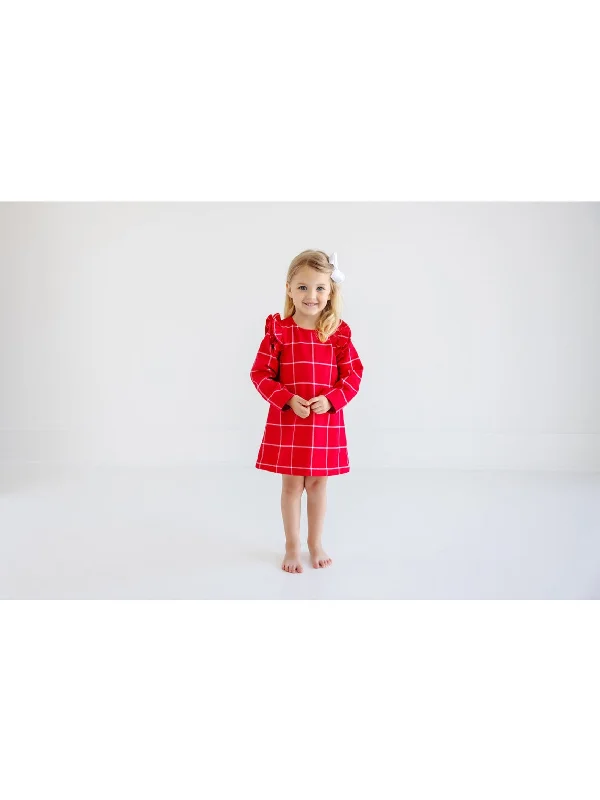 L/S Ruehling Ruffle Dress - Woodland Avenue Windowpane