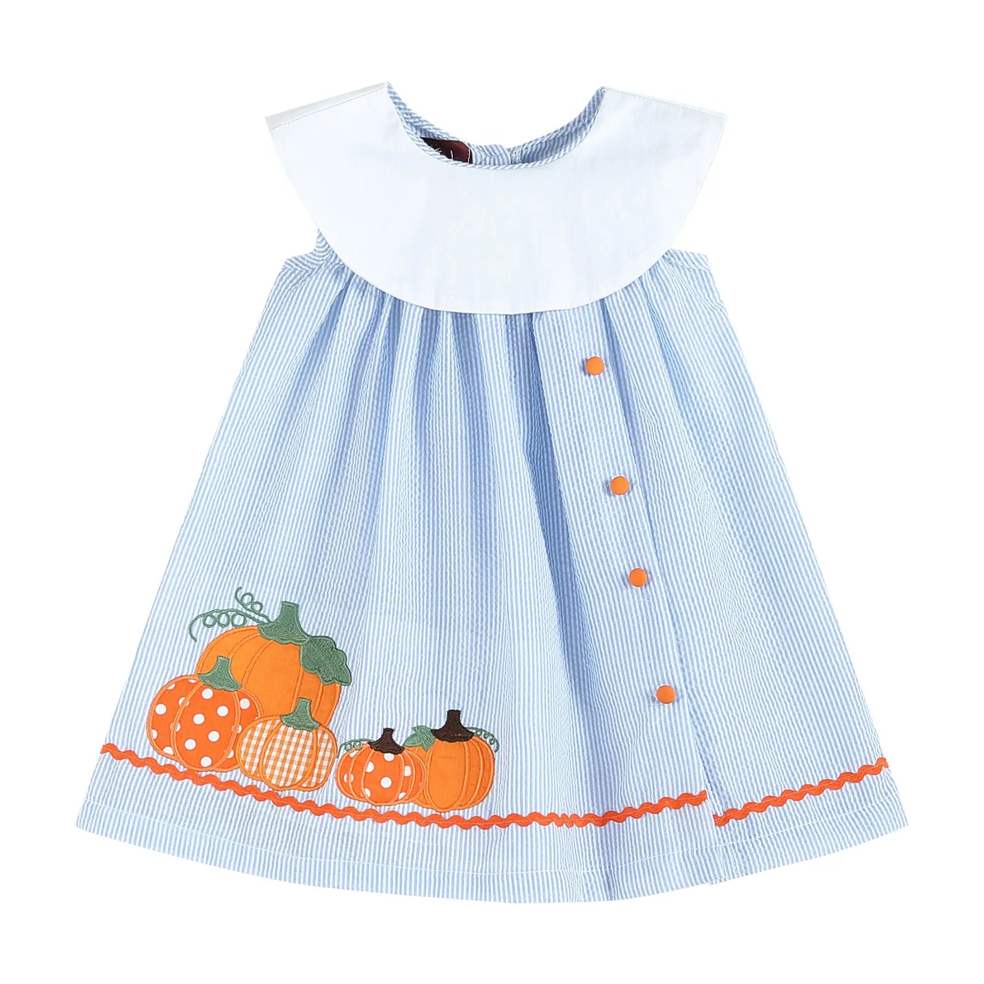 Seersucker Pumpkin Yoke Dress