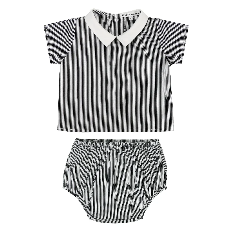 LITTLE PARNI BLACK/WHITE STRIPE BLOOMER SET [FINAL SALE]