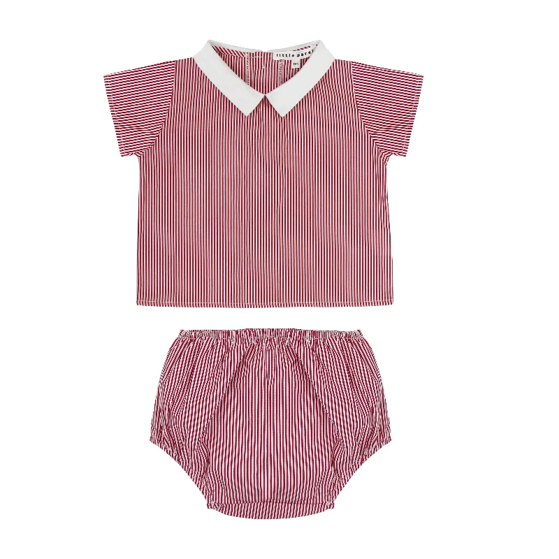 LITTLE PARNI RED STRIPE BLOOMER SET [FINAL SALE]