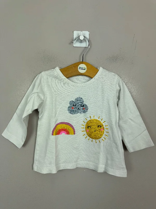 M&S White Weather T-shirt 3-6m