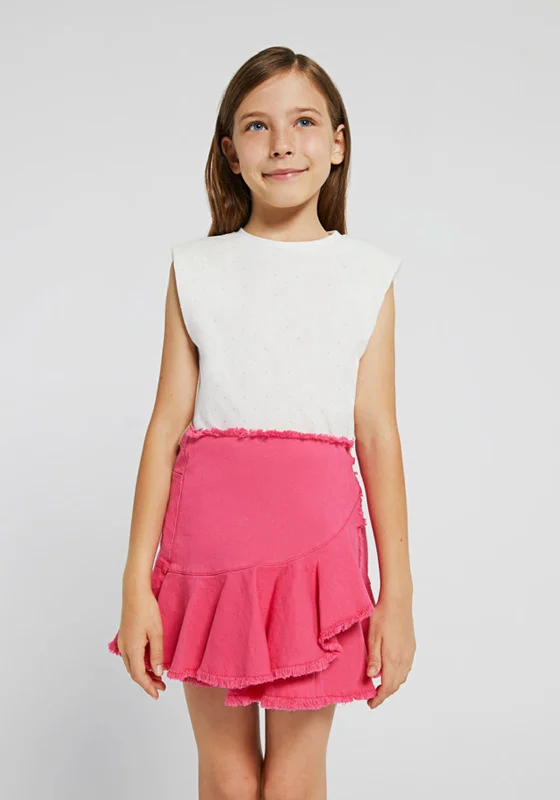 Mayoral Girl Padded Shoulder Vest, Off White