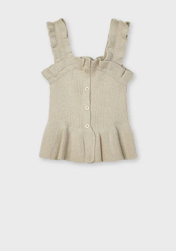 Mayoral Girls Sleeveless Knit Top, Gold