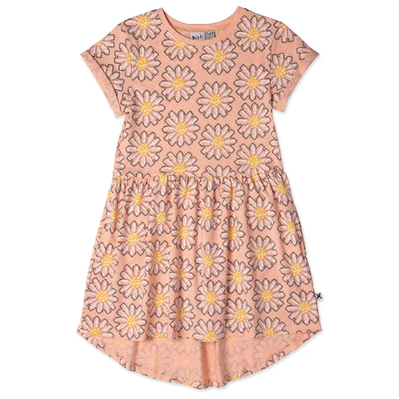 Minti Pixelled Flower Dress - Apricot Marle