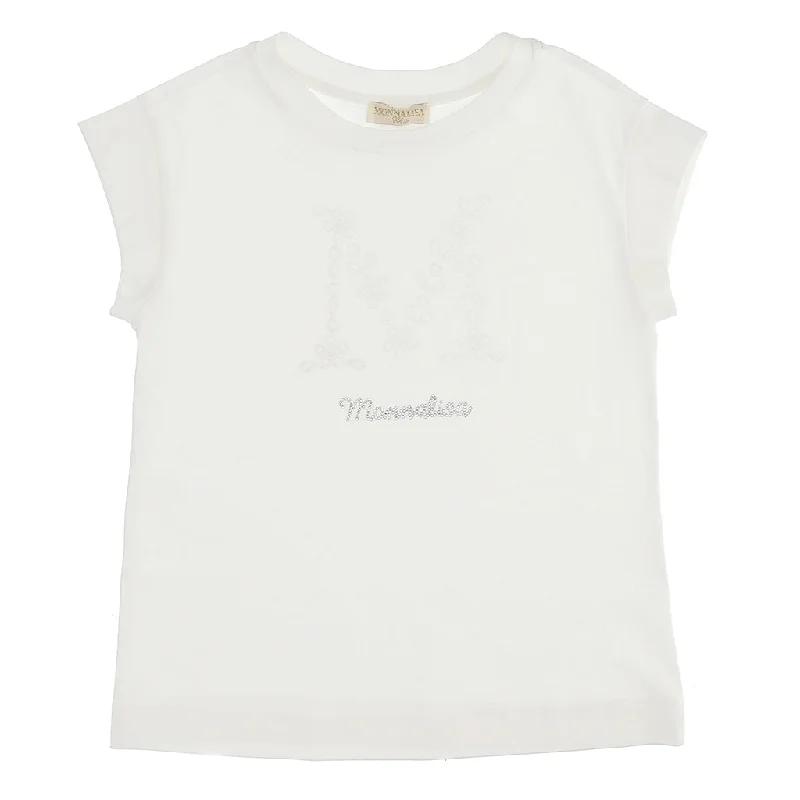 Cream Rhinestone Logo T-Shirt