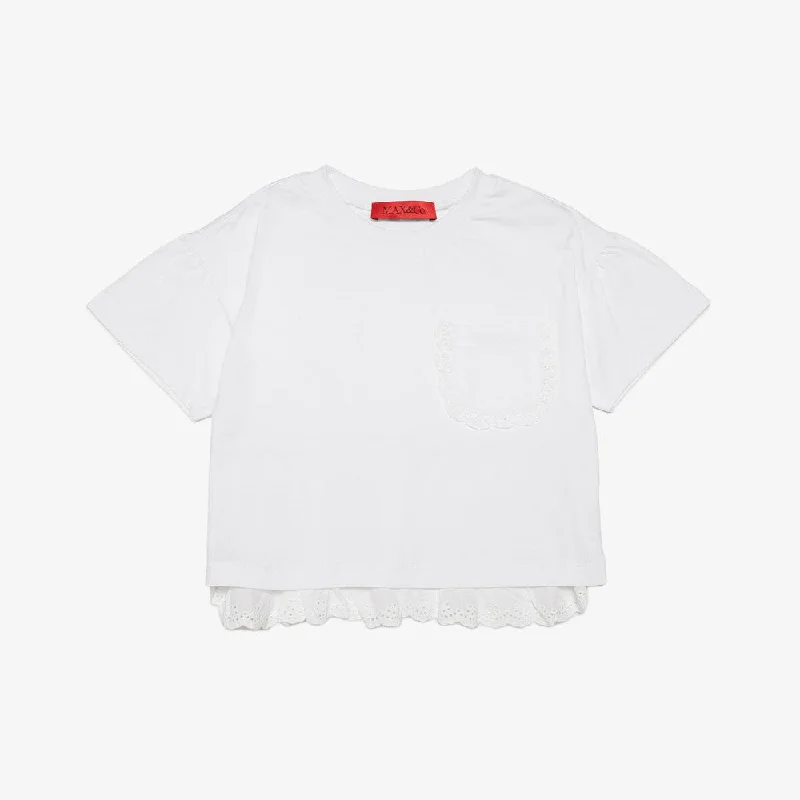Eyelet Trim T-Shirt - White