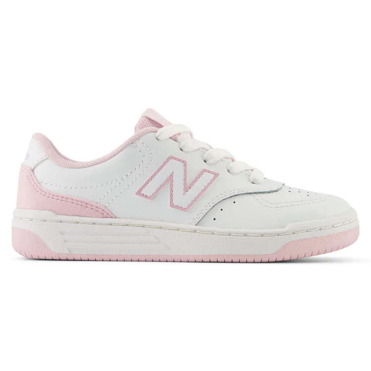 NEW BALANCE KID'S GRADE SCHOOL BB80 WHITE/PINK SNEAKER SHOES