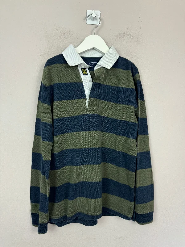 Next Navy Green Stripe Rugby Shirt 9y