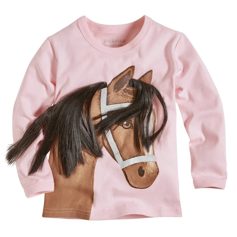 Pony Linda rosa Shirt mit echter Mähne